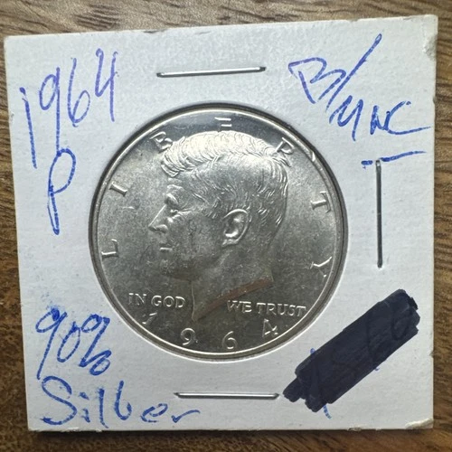 1964-P Kennedy Half Dollar 90% Silver AU/UNC Raw Coin | US JFK Half | Phila