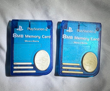 Sony Playstation 2 Magic Gate 8MB Memory Card 2 Pack Nyko Blue White PS2 Vintage