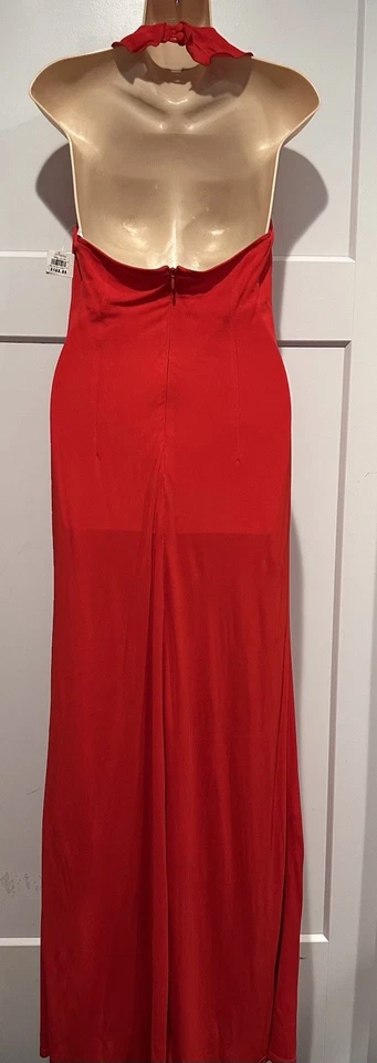 JS COLLECTIONS Red Ruffle Halter Jersey Long Maxi Gown Party Dress size 10 $168 - Image 4 of 4