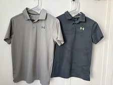 UNDER ARMOUR Gray Short Sleeve Polo Shirt Lot Size YLG Boys