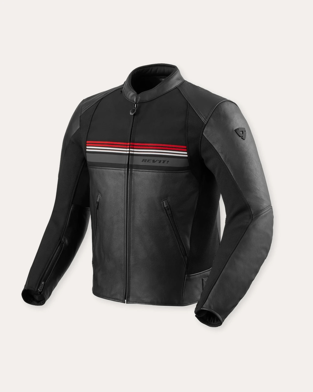 Chaqueta Hombre Moto en la Piel Vintage Rev ' It! Mile 2 Negro Rojo Tamaño 48 50