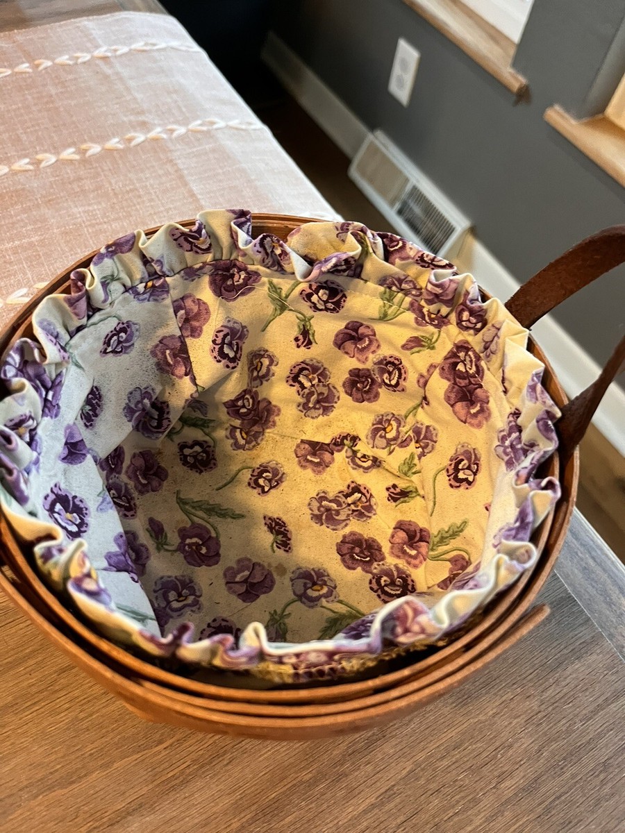 longaberger basket Small With Liner And Leather Handles- See Pics