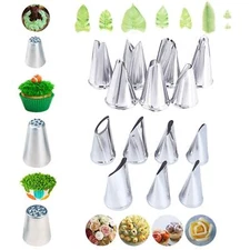 7 Pieces Large Piping Tips Set 3Pieces Russian Grass Cream Tips DIY Decor Bak...