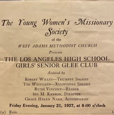 1927 Women Missionary Society Glee Club Los Angeles High School Methodist Church