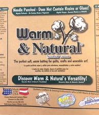 Warm Company Warm & Natural Quilt Batting Cotton 90 Inches Wide BTY