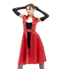 Latex Sleeveless Cape, Cloak for Women, Men, Unisex. Red