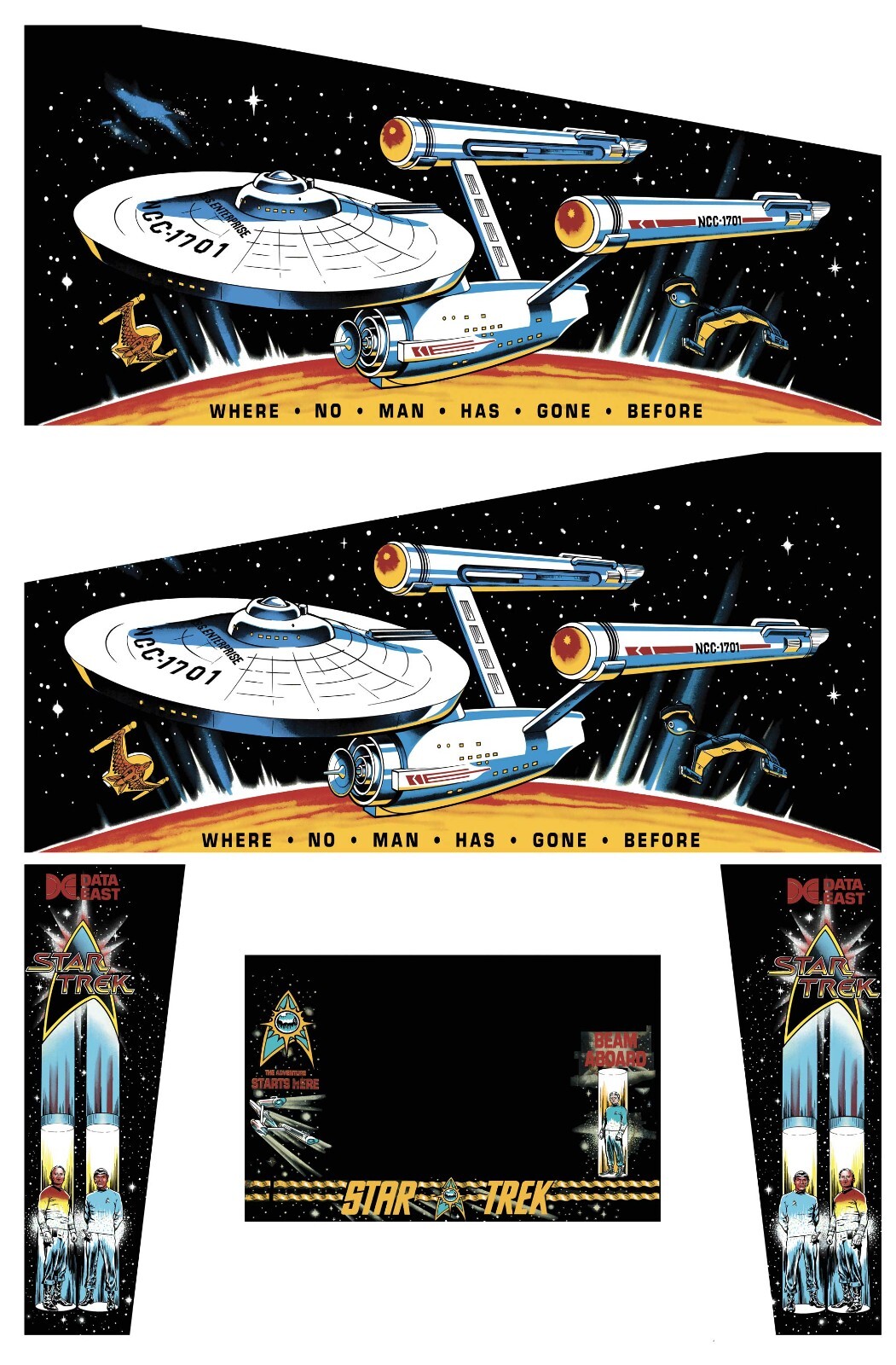 Stickers Star Trek pour pincab et flipper : kit de decoration complete en vinyle lamine
