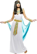 Cleopatra White Egyptian Queen Classic Fancy Dress Up Halloween Adult Costume