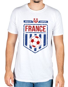 France 2018 World Cup Champions Badge T-Shirt Football 2 Stars French