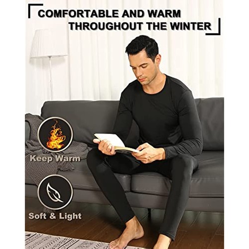 Juego de ropa interior térmica para hombre Johns largo forrado de lana base capa superior inferior conjunto - Imagen 5 de 21