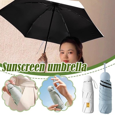 6-Bone Portable Capsule Sunscreen Umbrella, Sun and Rain Dual Use K7V2 T5Q7 Q3R7