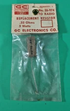 GC ELECTRONICS 26-974 VINTAGE REPLACEMENT RESISTOR 0.33OHM 5W