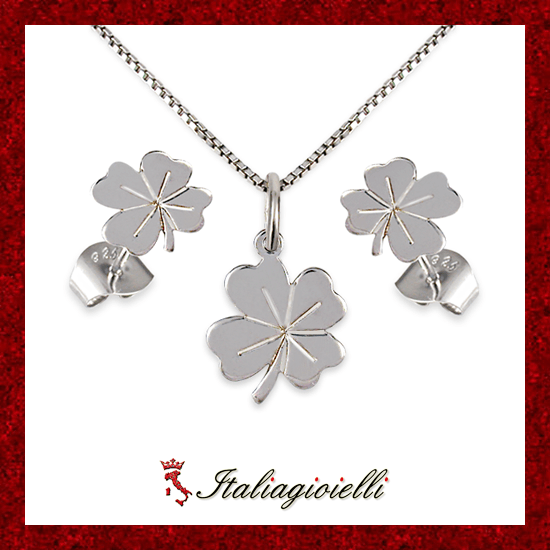3 Paia Di Orecchini A Perno Con Quadrifoglio Portafortuna – In Argento 925 Placcato Oro 18k, Ipoallergenici, Misure 6/8/10 Mm, Colore Bianco