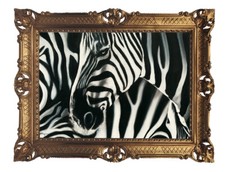 Zèbre Zebras Cadre D'Image Avec Cadre Antique Baroque Rococo 90x70 CM M73991