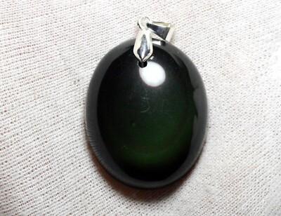 Ciondolo In Argento Sterling 925 Con Pietra Ovale Naturale 6 Carati - Gioiello Indiano Fatto A Mano