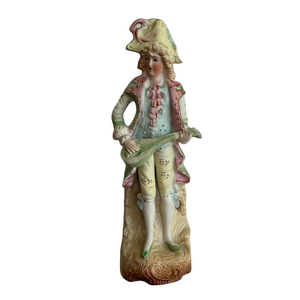 Antique Halsey Fifth Japan Bisque Mantle Man Music Figurine Ornate