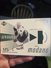 🔥 MIKE MODANO 💥 GAME WORN JERSEY 👕 DALLAS STARS 🌟 NHL POP CEN 🏒 HOF CARD 🏆
