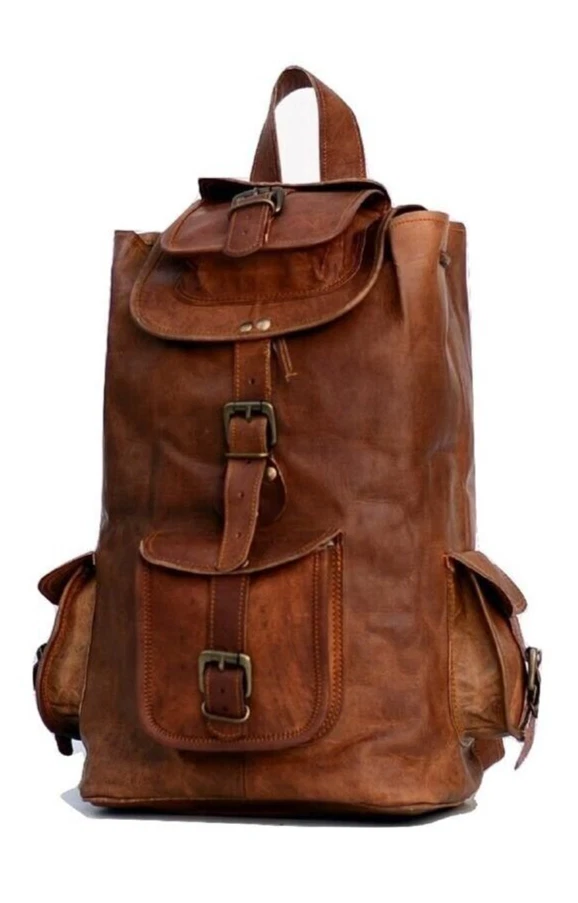 Bag Genuine Leather Backpack Laptop Travel Rucksack Men's Vintage New Brown Men