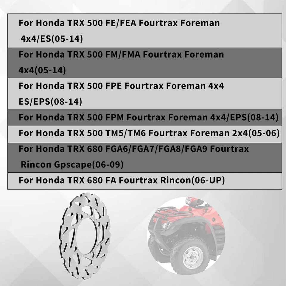 Pastillas de rotores de disco de freno delanteras 2 piezas para Honda Foreman Rubicon 500 Rincon 680 06-21 Foto 4 de 4