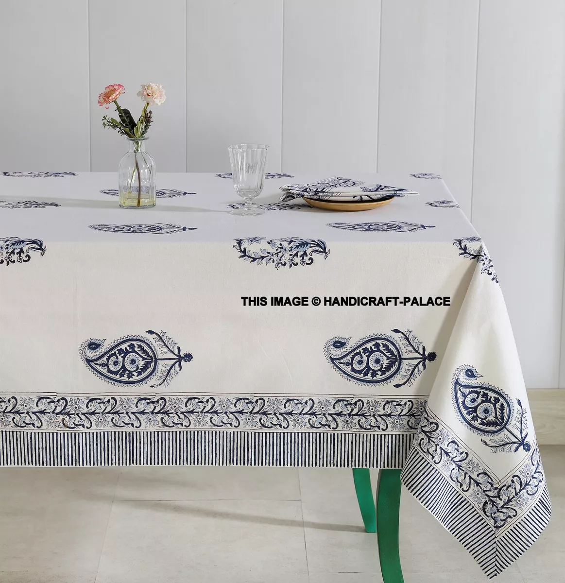 Unique Table Linens, Block Print Tablecloths, Cotton Napkins