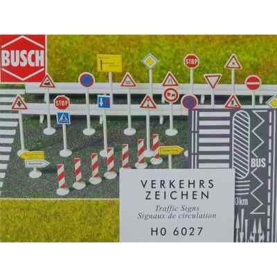 BUSCH 6027 - Panneaux Signalisation Routière HO - Neuf Sous Blister