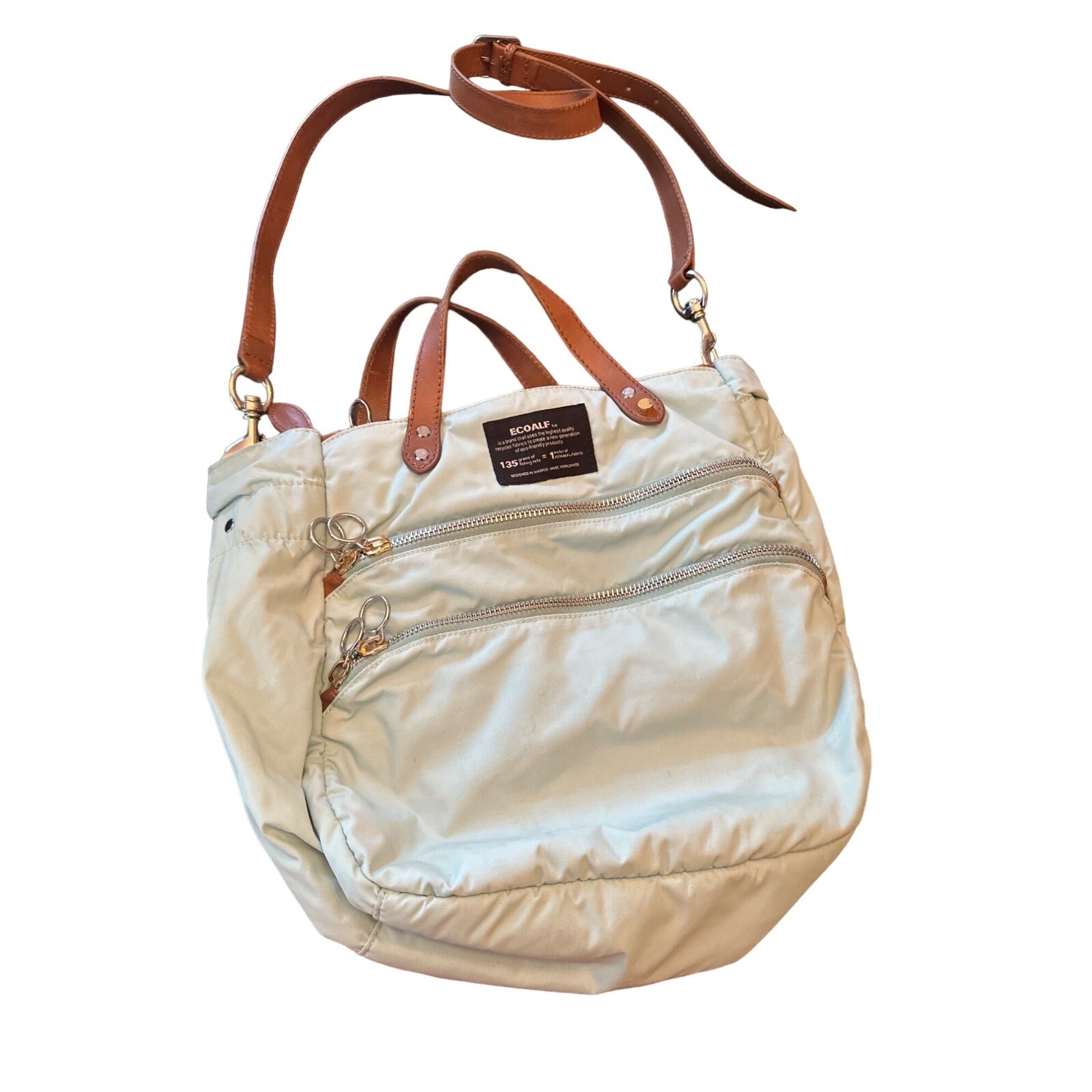 Bolso utilitario azul Ecoalf múltiples bolsillos con cremallera correa de hombro desmontable