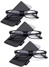 Bifocal Reading Glasses Spring Hinge Rectangular Frame Classic Slim Frame Black