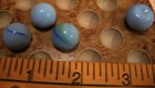 marbles agate swirl tiger shark EUC 3+1 rare indented 2-sided est. 70's .8oz blu — photo 3
