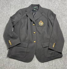 Lauren Ralph Lauren Blazer Women's Jacket Logo Crest Gold Button Coat Black 16 W