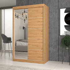 MODAL CASA Armadio ante scorrevoli moderno 120xH200 camera specchio quercia Nora