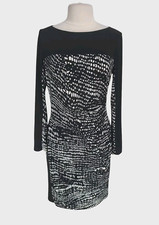 RALPH LAUREN Women Plated Waist Sheath Knee Length Dress Sz 12 Black White 247P