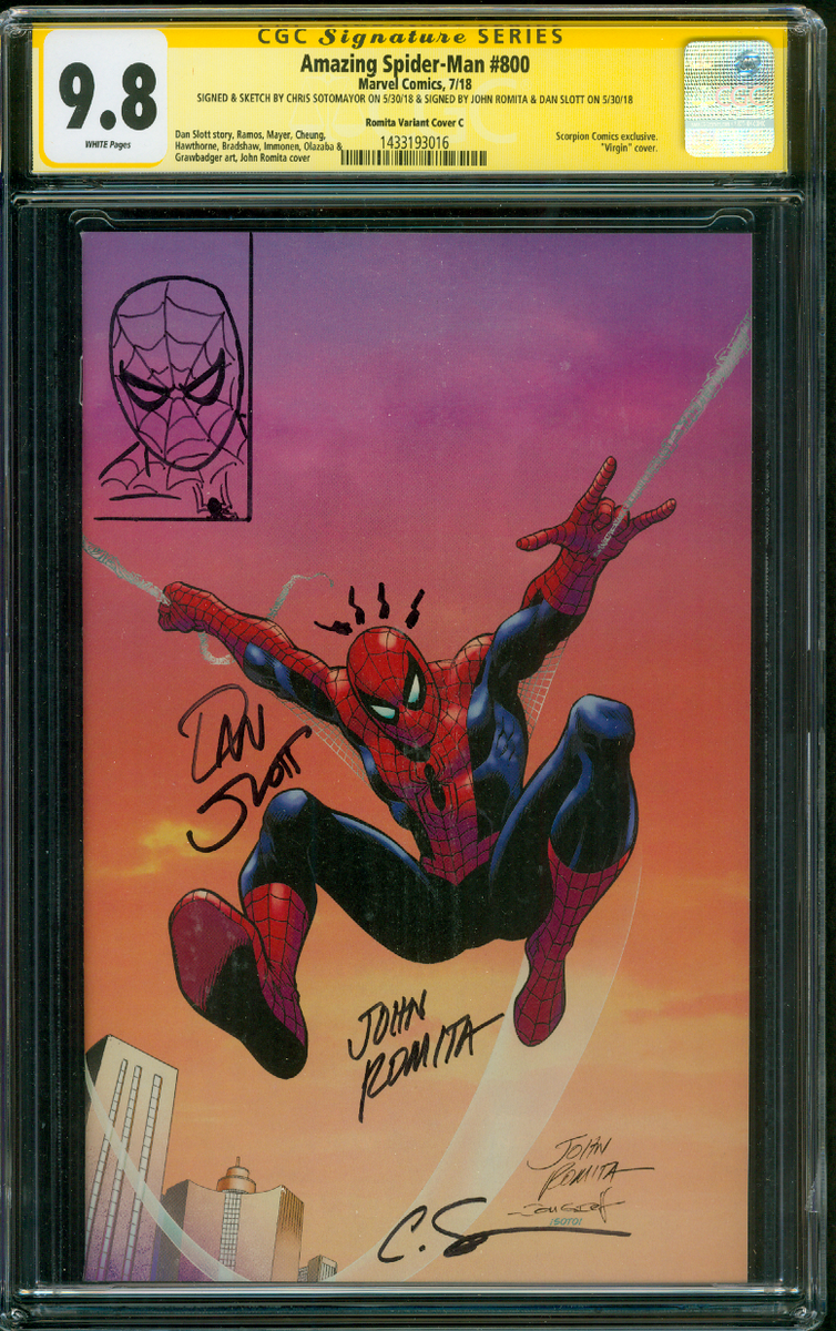 Amazing SPIDER MAN 800 CGC 3XSS 9.8 John Romita 7/18 Sketch Remark