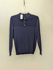 Club Room by Macy's Pull-Over Sweater Mens Size Medium Blue Four-Button NEW
