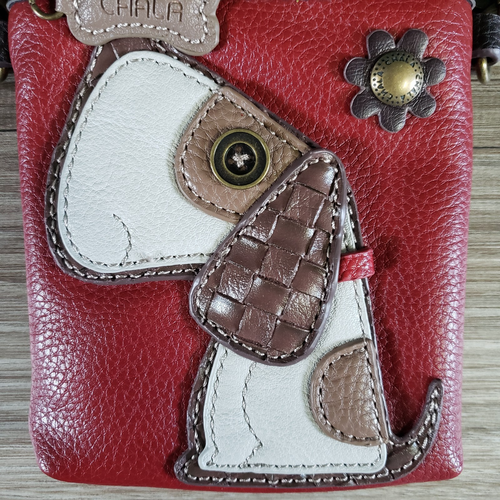 Chala Toffy Dog Puppy Cell Phone Crossbody Purse Bag Adjustable Strap Red Polyur - Picture 4 of 13