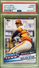 2020 Topps #DB-65 Decades Best Pitchers Nolan Ryan HOF Astros Fresh Grade PSA 10