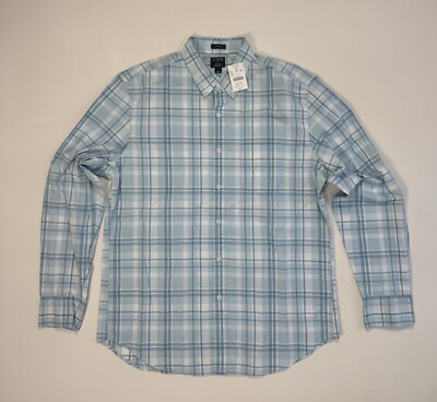 J Crew Flex Washed Mens Large Classic Fit Button Shirt NWT Blue Modern Office