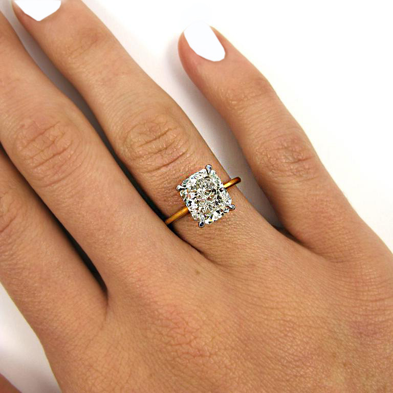 GIA Certified Solitaire Carat Cushion Cut Diamond 18k YG