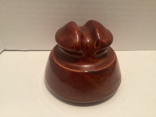 Antique LAPP 1927 Saddle Seat Brown Ceramic Insulator - Picture 4 of 7