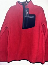 NEW BOYS L VINEYARD VINES Red SHERPA PULLOVER HALF ZIP SWEATER Nwt Large