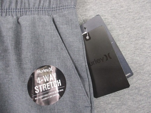 NEW Hurley Shorts Hybrid Boy's XL 4 Way Stretch Pull On Gray - Picture 2 of 12