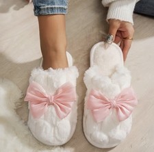 Cute Soft Slippers with Satin Bow Size 39/40