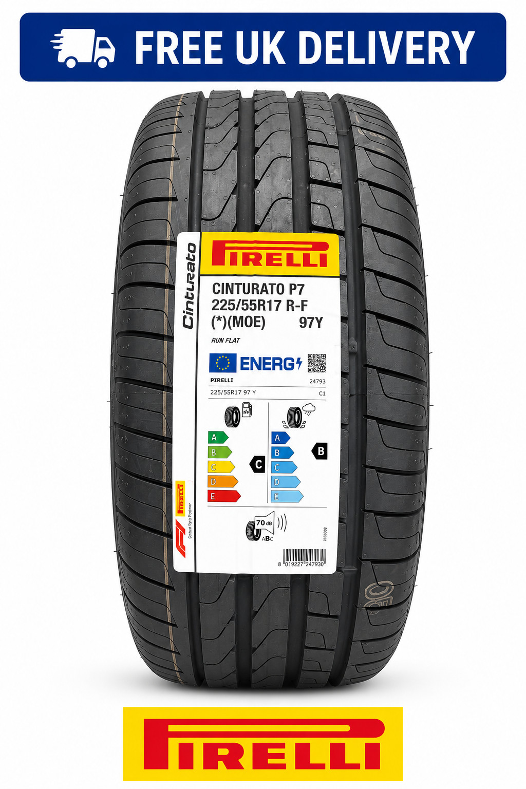 225/55R17 Pirelli Cinturato P7 * MOE 97Y Runflat  225 55 17 225 55 17 Run flat