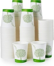 300 Count 8 oz Compostable Paper Cups, Disposable Paper Coffee Cup