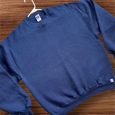 Vintage 80s 90s Russell Athletic Crewneck Sweatshirt Blank Blue Size XL USA Made