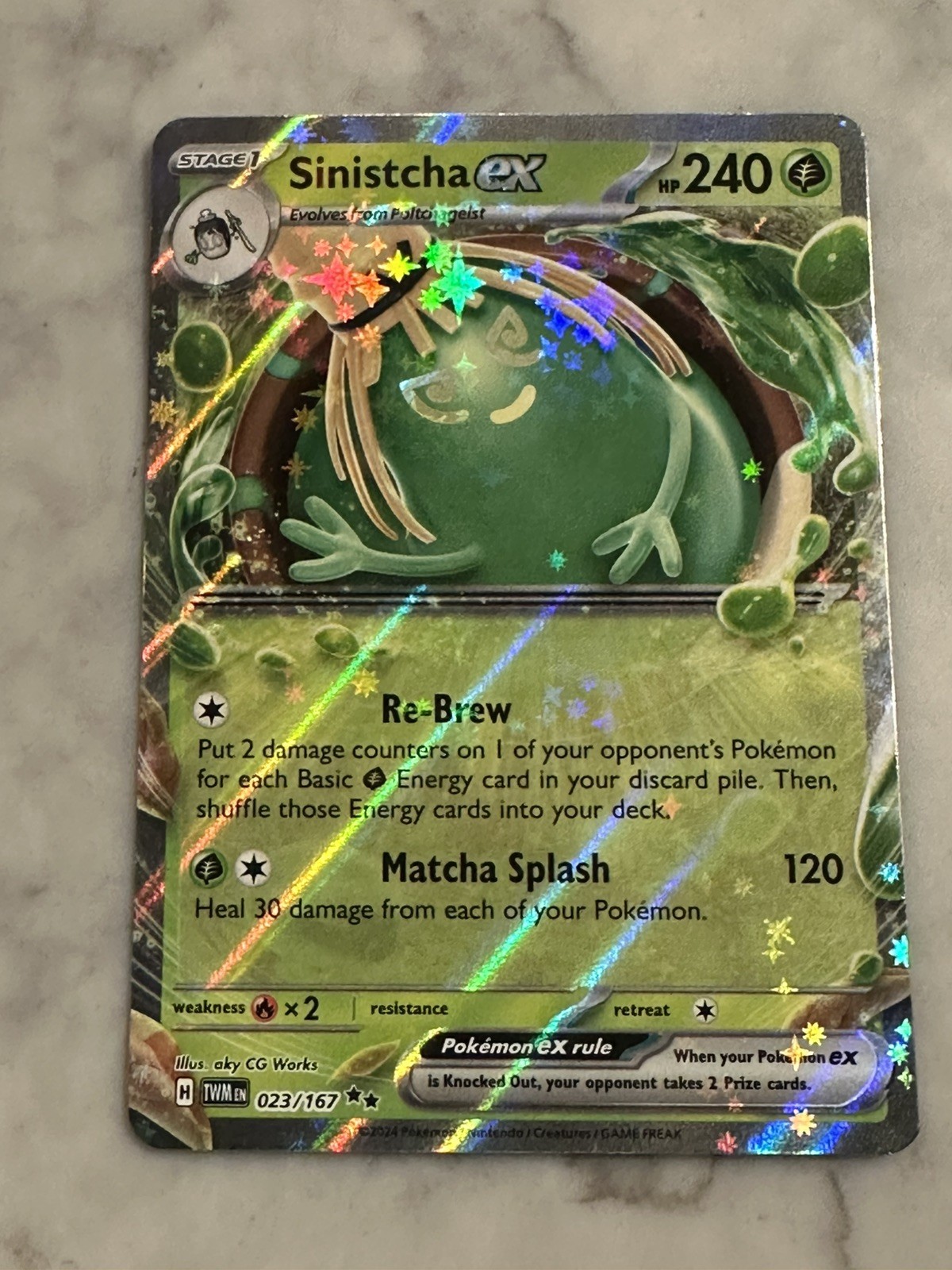 Pokemon TCG Sinistcha ex 23/167 Twilight Masquerade Holo Rare NM MINT Condition 