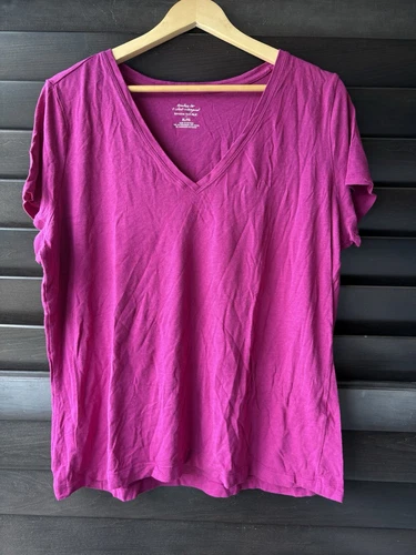 Banana Republic Hot Pink XL Timeless Tee V Neck Short Sleeve Cotton Blend