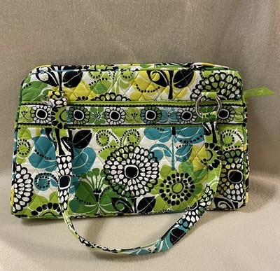 Vera Bradley Limes Up Quilted Satchel Bag Floral Print Green Blue Retired