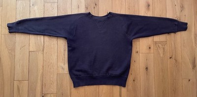 The Real McCoy's Vintage Freedom Sleeve Loopwheel Sweatshirt Navy 38 Medium
