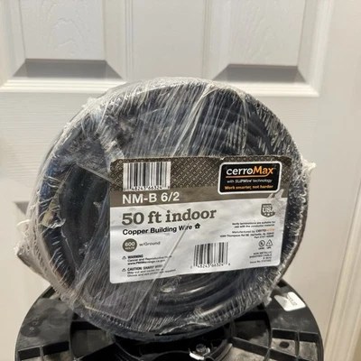 50 Ft. 6/2 Black Stranded Cerromax Slipwire Copper NM-B Wire With Ground 600V - Image 1 of 4