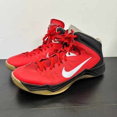 Nike Hyperquickness Basketball Shoes Red Black Sneakers Mens 13 599519 -602